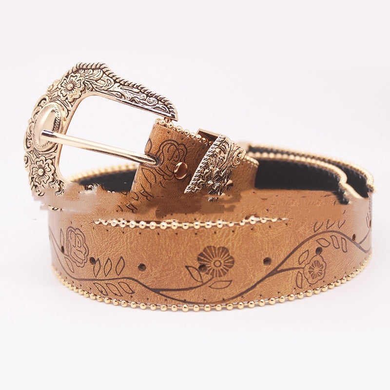 Ceinture pour femme en alliage gaufré style rétro décontracté et tendance