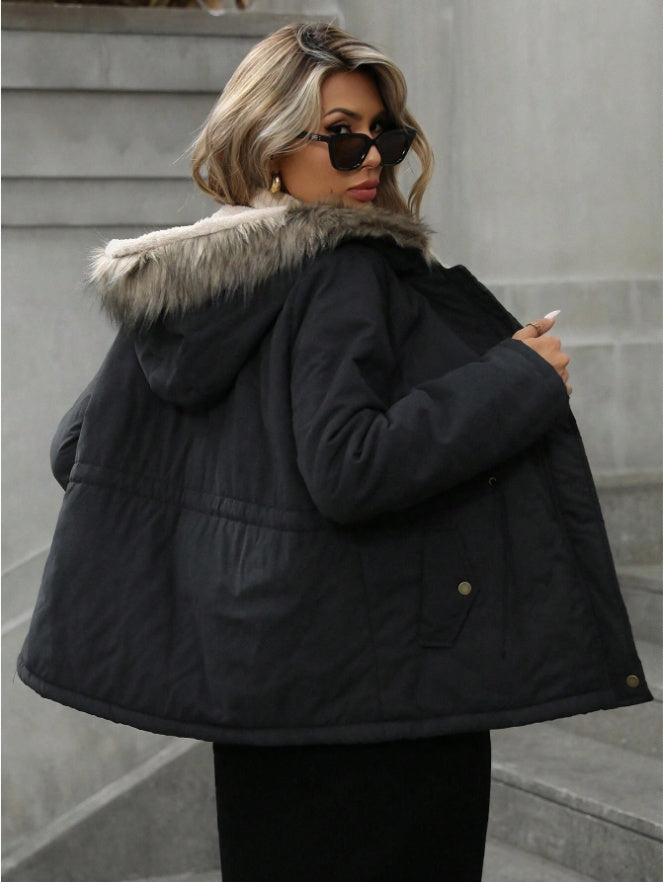 Parka décontractée à capuche Aveloria, taille cintrée, manteau d'hiver rembourré et isolant en polyfill synthétique