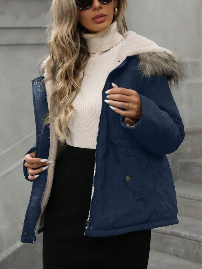 Parka décontractée à capuche Aveloria, taille cintrée, manteau d'hiver rembourré et isolant en polyfill synthétique