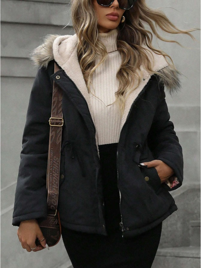 Parka décontractée à capuche Aveloria, taille cintrée, manteau d'hiver rembourré et isolant en polyfill synthétique