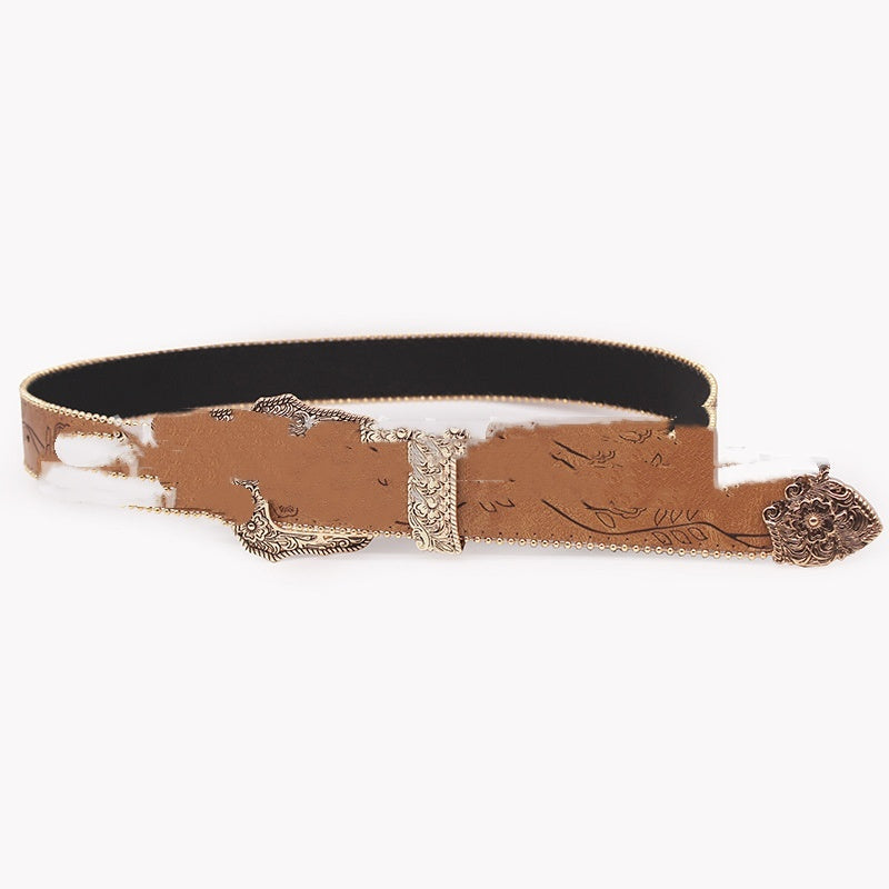 Ceinture pour femme en alliage gaufré style rétro décontracté et tendance