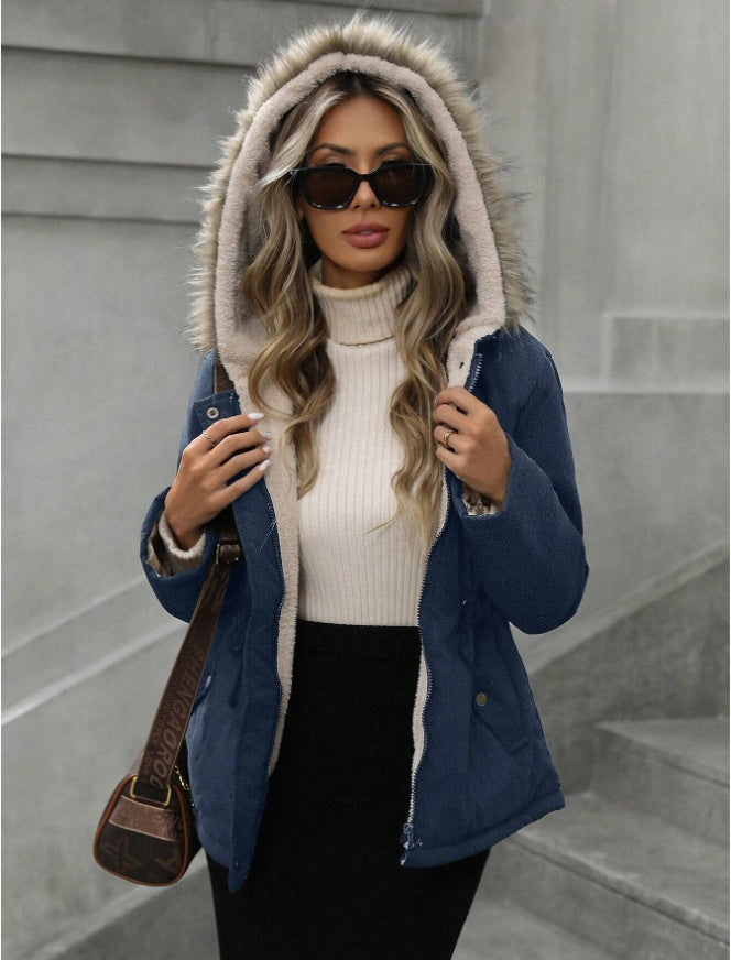 Parka décontractée à capuche Aveloria, taille cintrée, manteau d'hiver rembourré et isolant en polyfill synthétique